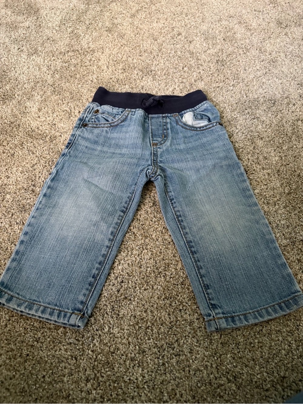 Gymboree Light Blue Denim Jeans with Navy Pull-On Waistband